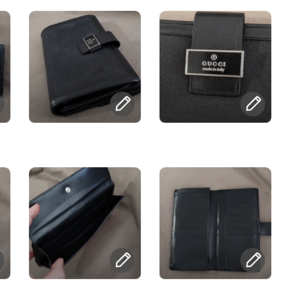 GUCCI BLACK CANVAS & LEATHER LONG SNAP CLOSURE DUAL-OPENING WALLET ~ AUTHENTIC